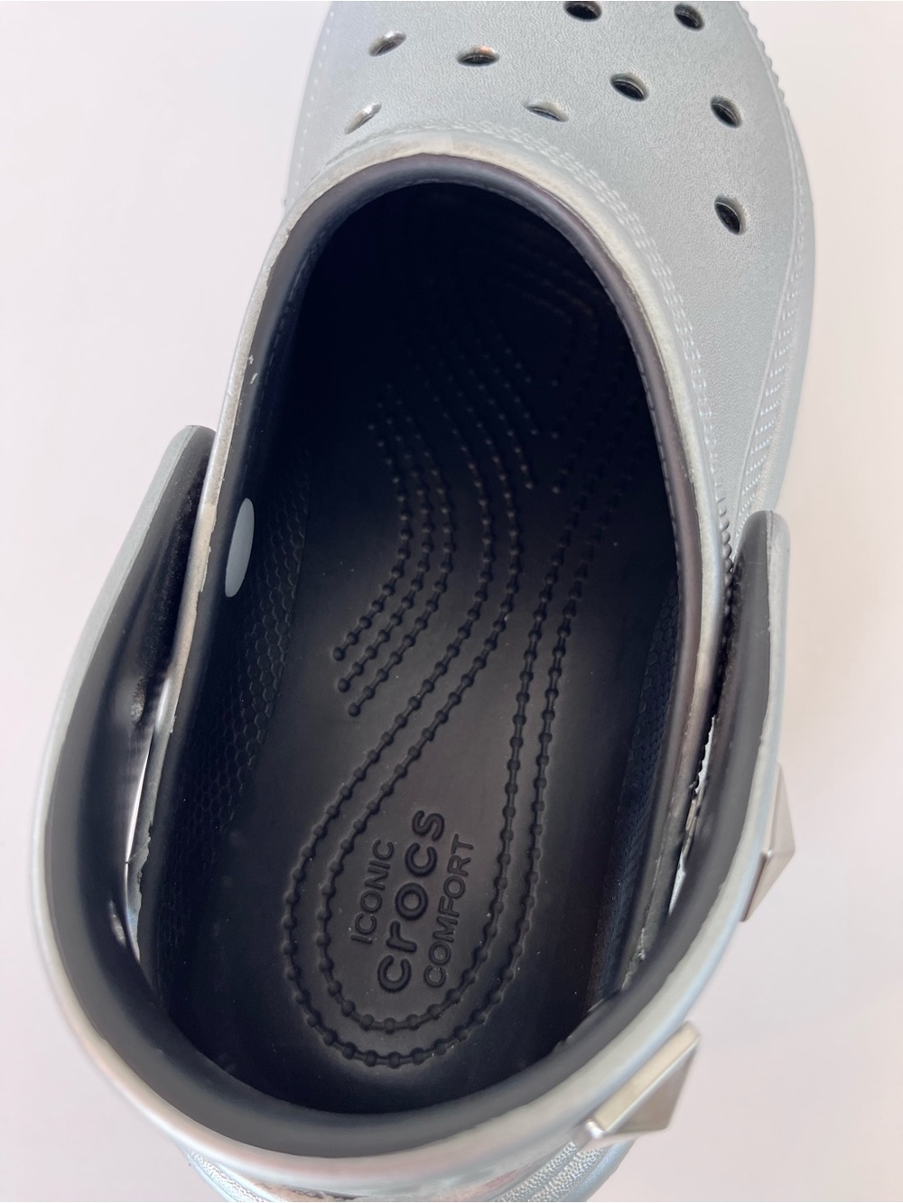 Women Crocs Stomp Metallic Clogs in Silver - Picture 12 of 14